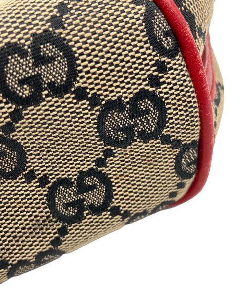 GUCCI（グッチ）GUCCI (グッチ) GGキャンバス　アクセサリーポーチ ベージュ×レッドの古着・服飾アイテム