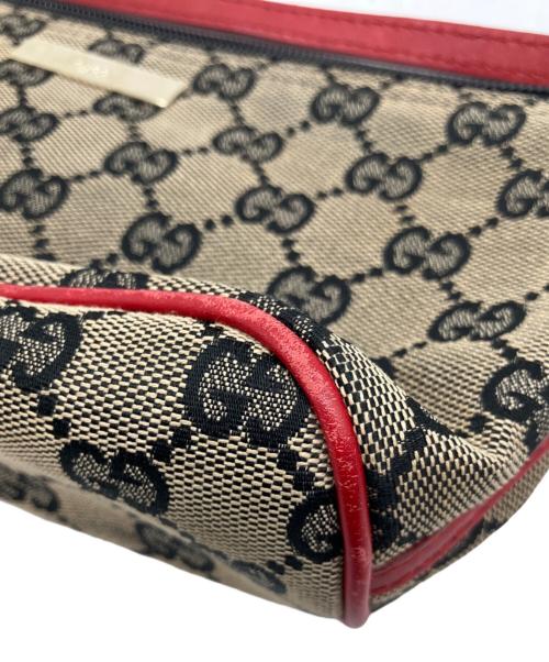 GUCCI（グッチ）GUCCI (グッチ) GGキャンバス　アクセサリーポーチ ベージュ×レッドの古着・服飾アイテム