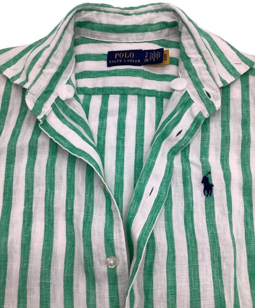 POLO RALPH LAUREN（ポロ・ラルフローレン）POLO RALPH LAUREN (ポロ・ラルフローレン) 半袖シャツ ホワイト×グリーン サイズ:SIZE Sの古着・服飾アイテム
