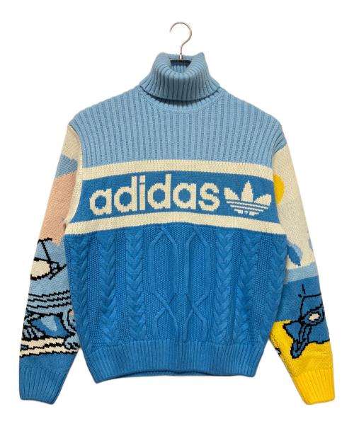 adidas Originals（アディダスオリジナル）adidas Originals (アディダスオリジナル) 厚手ニット ブルー×ホワイト サイズ:Lの古着・服飾アイテム