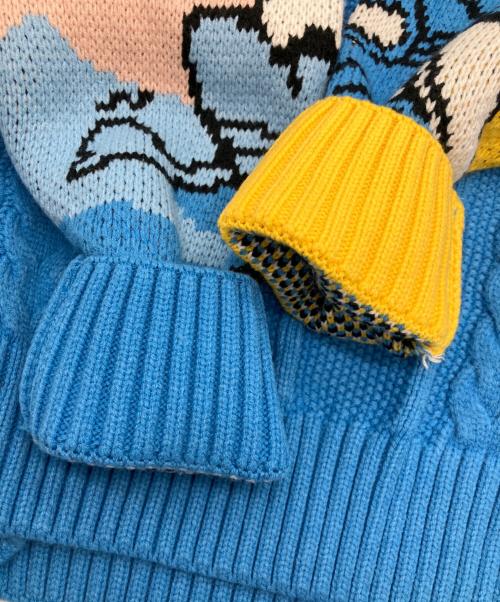 adidas Originals（アディダスオリジナル）adidas Originals (アディダスオリジナル) 厚手ニット ブルー×ホワイト サイズ:Lの古着・服飾アイテム