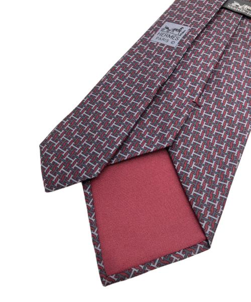 HERMES（エルメス）HERMES (エルメス) ネクタイ レッド×グレー サイズ:不明の古着・服飾アイテム