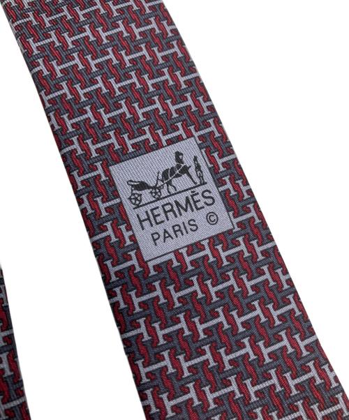 HERMES（エルメス）HERMES (エルメス) ネクタイ レッド×グレー サイズ:不明の古着・服飾アイテム