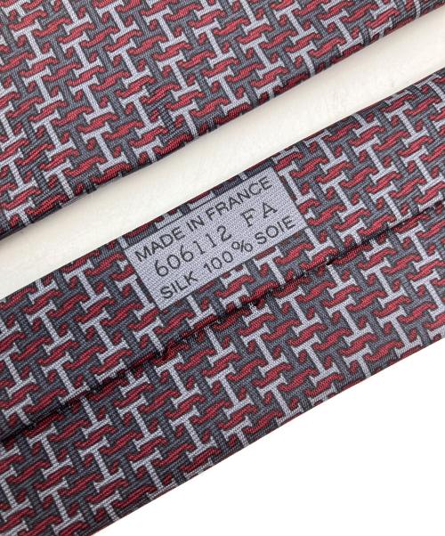 HERMES（エルメス）HERMES (エルメス) ネクタイ レッド×グレー サイズ:不明の古着・服飾アイテム