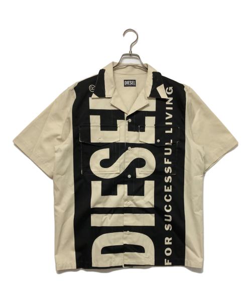 DIESEL（ディーゼル）DIESEL (ディーゼル) 半袖シャツ ベージュ×ブラック サイズ:SIZE Sの古着・服飾アイテム
