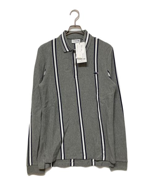 LACOSTE（ラコステ）LACOSTE (ラコステ) ポロシャツ グレー×ホワイト サイズ:3 未使用品の古着・服飾アイテム