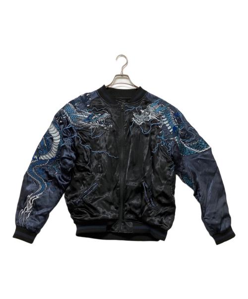 ITADAKI（イタダキ）itadaki (イタダキ) ブルゾン ブラック×ブルー サイズ:Lの古着・服飾アイテム