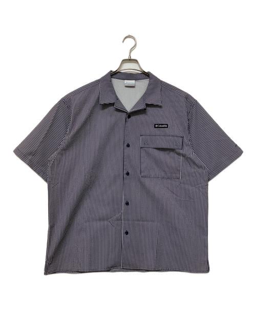 Columbia（コロンビア）Columbia (コロンビア) 半袖シャツ ブラック×ホワイト サイズ:Lの古着・服飾アイテム