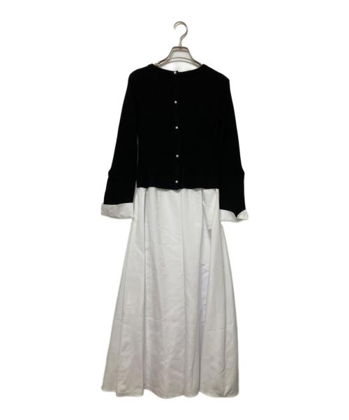 JENNE（ジェンヌ）JENNE (ジェンヌ) 長袖ワンピース ブラック×ホワイト サイズ:Lの古着・服飾アイテム