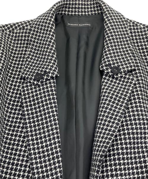 HIROKO KOSHINO（ヒロコ コシノ）HIROKO KOSHINO (ヒロコ コシノ) チェスターコート ブラック×ホワイト サイズ:40の古着・服飾アイテム