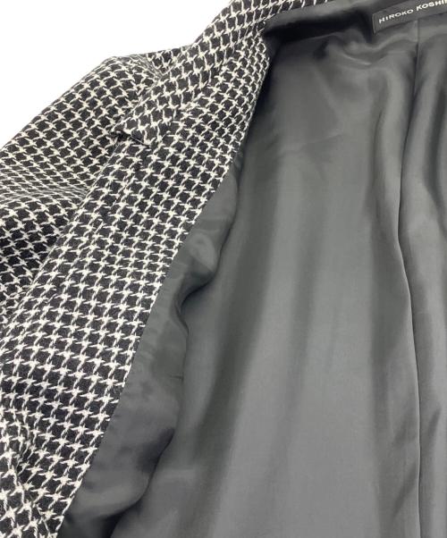 HIROKO KOSHINO（ヒロコ コシノ）HIROKO KOSHINO (ヒロコ コシノ) チェスターコート ブラック×ホワイト サイズ:40の古着・服飾アイテム