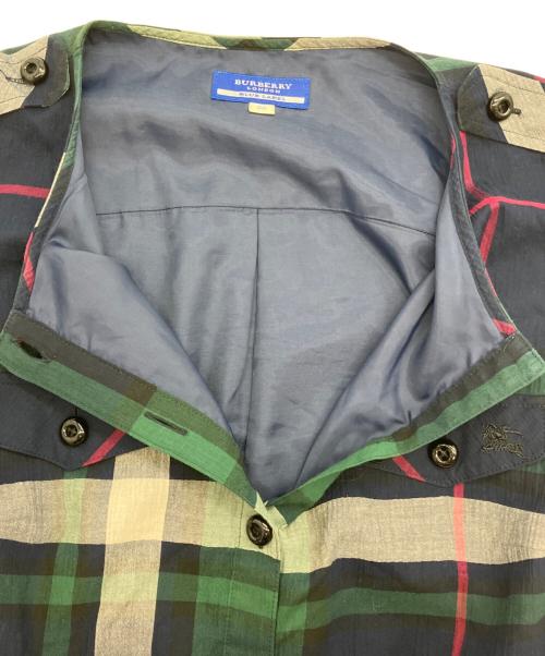BURBERRY BLUE LABEL（バーバリー ブルー レーベル）BURBERRY BLUE LABEL (バーバリー ブルー レーベル) ノースリーブワンピース ネイビー×グリーン サイズ:38の古着・服飾アイテム