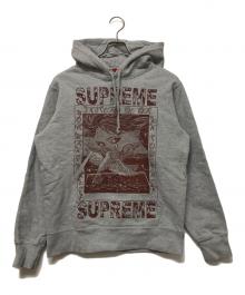 SUPREME（シュプリーム）の古着「Doves Hooded Sweatshirt　プルオーバーパーカー」｜グレー×ブラウン