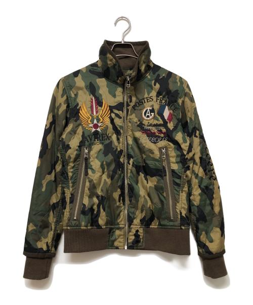 AVIREX（アヴィレックス）AVIREX (アヴィレックス) 中綿フライトジャケット グリーン×ブラウン サイズ:SIZE Mの古着・服飾アイテム