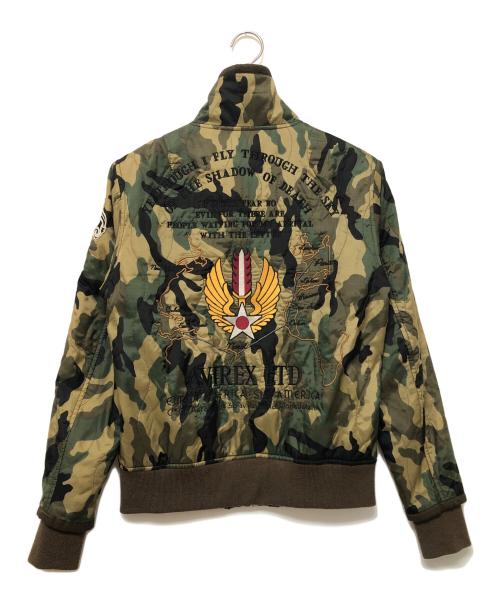 AVIREX（アヴィレックス）AVIREX (アヴィレックス) 中綿フライトジャケット グリーン×ブラウン サイズ:SIZE Mの古着・服飾アイテム