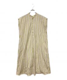 ticca（ティッカ）の古着「ノースリーブワンピース」｜ベージュ×ブラウン×グリーン