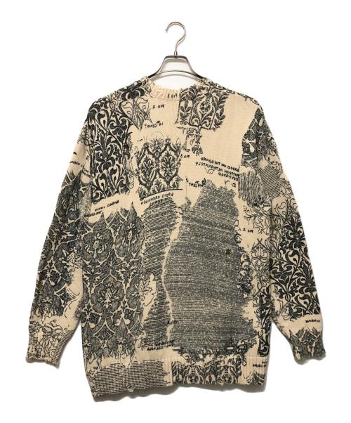 Ameri（アメリ）AMERI (アメリ) UND VINTAGE LIKE HANDWRITING OVER KNIT　ダメージ加工オーバーサイズニット ベージュ×ブラック サイズ:Freeの古着・服飾アイテム