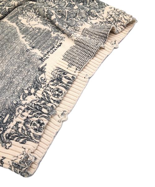 Ameri（アメリ）AMERI (アメリ) UND VINTAGE LIKE HANDWRITING OVER KNIT　ダメージ加工オーバーサイズニット ベージュ×ブラック サイズ:Freeの古着・服飾アイテム