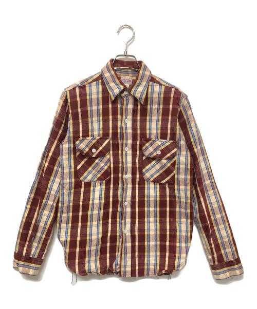 THE REAL McCOY'S（ザ・リアルマッコイズ）THE REAL McCOY'S (ザ・リアルマッコイズ) 長袖シャツ レッド×ベージュ サイズ:15の古着・服飾アイテム