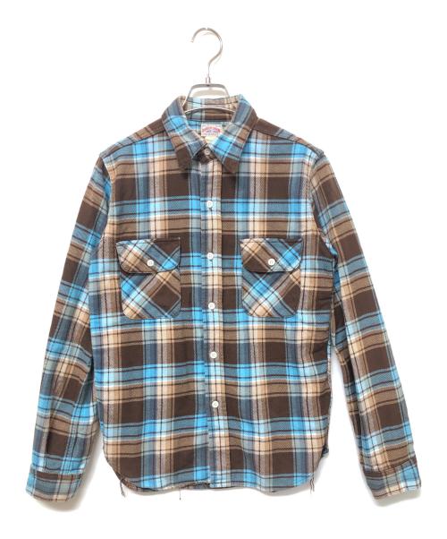 THE REAL McCOY'S（ザ・リアルマッコイズ）THE REAL McCOY'S (ザ・リアルマッコイズ) 長袖シャツ ブルー×ブラウン サイズ:15の古着・服飾アイテム