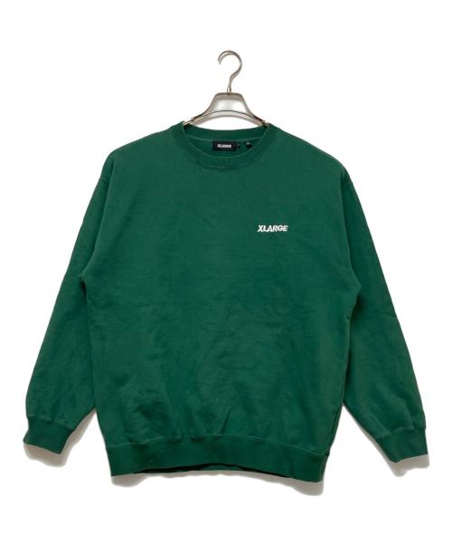 X-LARGE（エクストララージ）X-LARGE (エクストララージ) TWO TONE BACKSIDE OG CREWNECK SWEAT グリーン サイズ:Lの古着・服飾アイテム