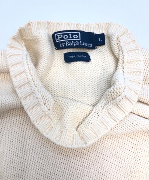 POLO RALPH LAUREN（ポロ・ラルフローレン）POLO RALPH LAUREN (ポロ・ラルフローレン) 厚手ニット アイボリー サイズ:Lの古着・服飾アイテム