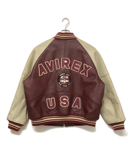 AVIREX（アヴィレックス）AVIREX (アヴィレックス) スタジャン レッド×ベージュ サイズ:SIZE Lの古着・服飾アイテム