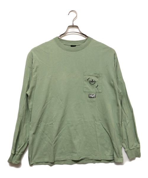 HUF（ハフ）HUF (ハフ) 長袖カットソー 黄緑 サイズ:SIZE XLの古着・服飾アイテム