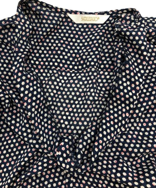 SOULEIADO（ソレイアード）SOULEIADO (ソレイアード) 半袖ワンピース ネイビー×ホワイト サイズ:36の古着・服飾アイテム