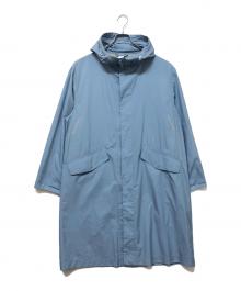 DESCENTE（デサント）の古着「フーデッドオーバーコート」｜ブルー