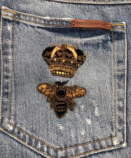 DOLCE & GABBANA（ドルチェ＆ガッバーナ）DOLCE & GABBANA (ドルチェ＆ガッバーナ) ダメージデニムパンツ インディゴ サイズ:50の古着・服飾アイテム