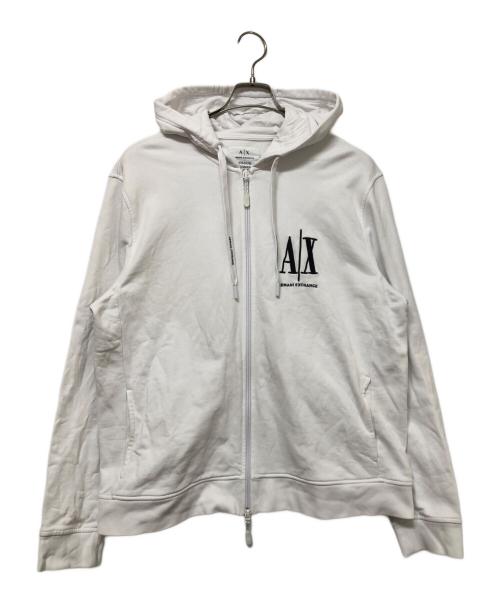 ARMANI EXCHANGE（アルマーニ エクスチェンジ）ARMANI EXCHANGE (アルマーニ エクスチェンジ) ジップパーカー ホワイト サイズ:Lの古着・服飾アイテム