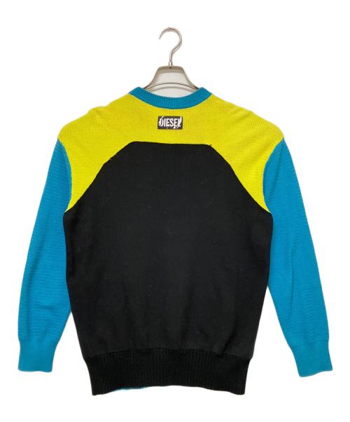 DIESEL（ディーゼル）DIESEL (ディーゼル) 厚手ニット ブルー×イエロー サイズ:SIZE Sの古着・服飾アイテム