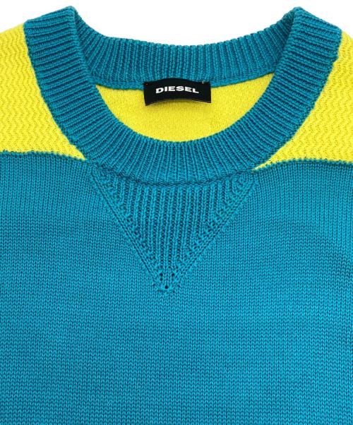 DIESEL（ディーゼル）DIESEL (ディーゼル) 厚手ニット ブルー×イエロー サイズ:SIZE Sの古着・服飾アイテム