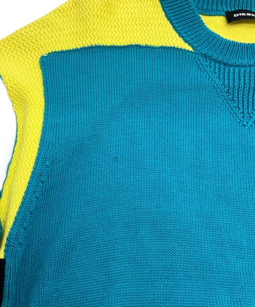 DIESEL（ディーゼル）DIESEL (ディーゼル) 厚手ニット ブルー×イエロー サイズ:SIZE Sの古着・服飾アイテム