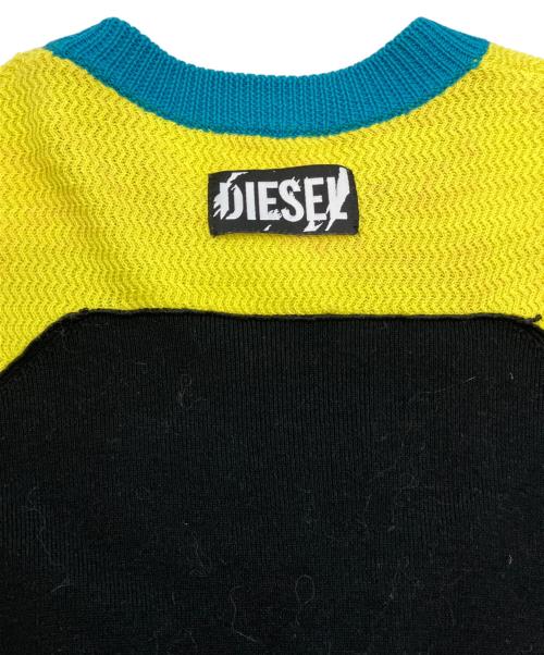 DIESEL（ディーゼル）DIESEL (ディーゼル) 厚手ニット ブルー×イエロー サイズ:SIZE Sの古着・服飾アイテム