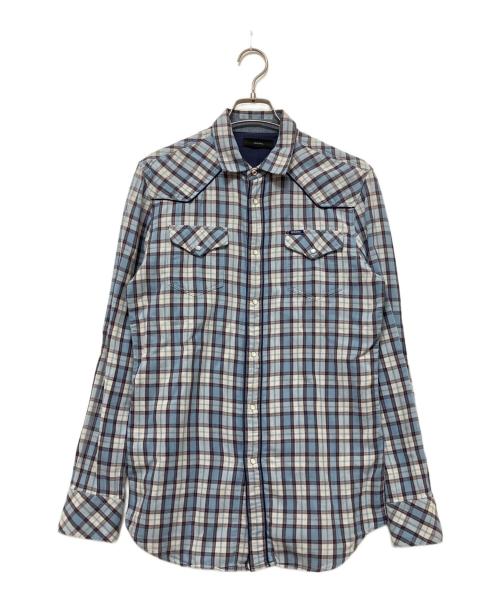 DIESEL（ディーゼル）DIESEL (ディーゼル) 長袖シャツ ブルー×グレー サイズ:SIZE Sの古着・服飾アイテム