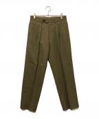 TOMORROW LAND PILGRIMトゥモローランド ピルグリム）の古着「テックウールイン2プリーツトラウザーズ」｜カーキ