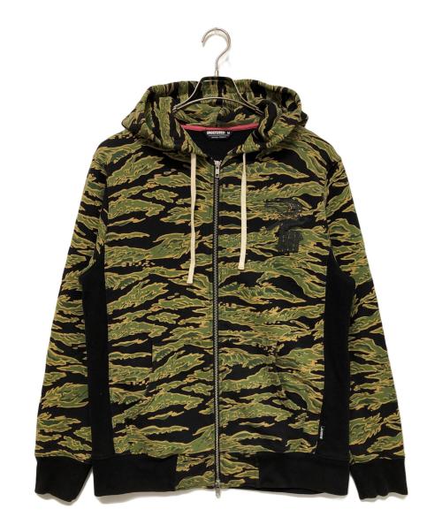 UNDEFEATED（アンディフィーテッド）UNDEFEATED (アンディフィーテッド) ジップパーカー ブラック×グリーン サイズ:SIZE Mの古着・服飾アイテム