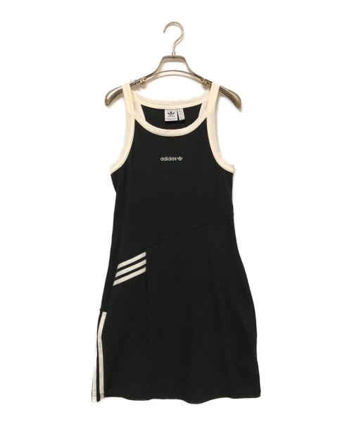 adidas（アディダス）adidas (アディダス) ノースリーブワンピース ブラック×ホワイト サイズ:SIZE Mの古着・服飾アイテム