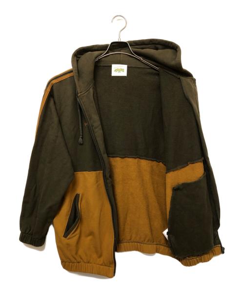 WudgeBOY（ワッジボーイ）WudgeBoy (ワッジボーイ) ジップパーカー ブラウン×グリーン サイズ:SIZE Mの古着・服飾アイテム