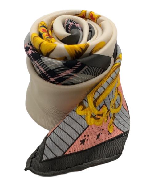 Christian Dior（クリスチャン ディオール）Christian Dior (クリスチャン ディオール) シルクスカーフ グレー×アイボリーの古着・服飾アイテム