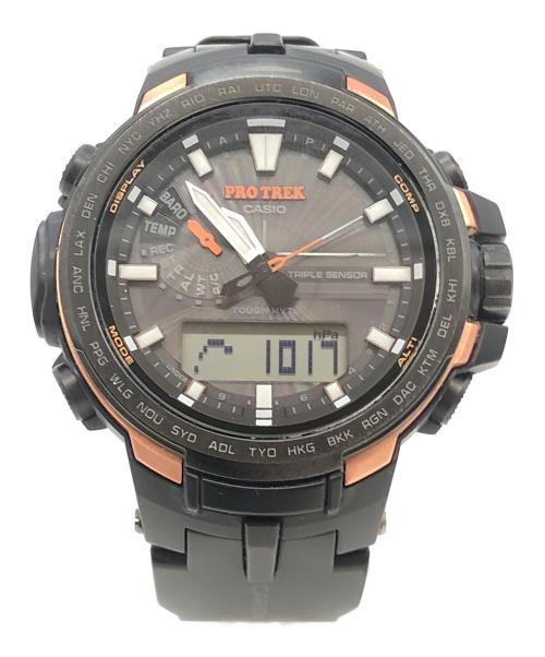 CASIO（カシオ）CASIO (カシオ) PRO TREK　腕時計 ブラック×オレンジの古着・服飾アイテム