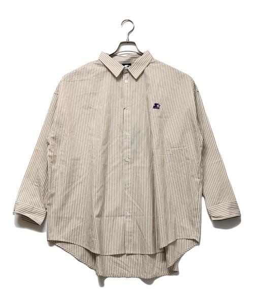 STARTER（スターター）STARTER (スターター) 長袖シャツ ベージュ×ホワイト サイズ:48の古着・服飾アイテム