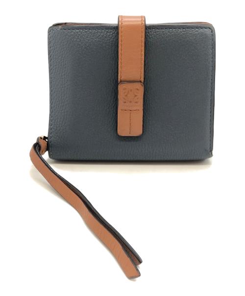 LOEWE（ロエベ）LOEWE (ロエベ) 2つ折り財布 ブルー×ブラウンの古着・服飾アイテム