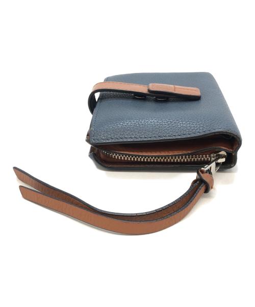 LOEWE（ロエベ）LOEWE (ロエベ) 2つ折り財布 ブルー×ブラウンの古着・服飾アイテム