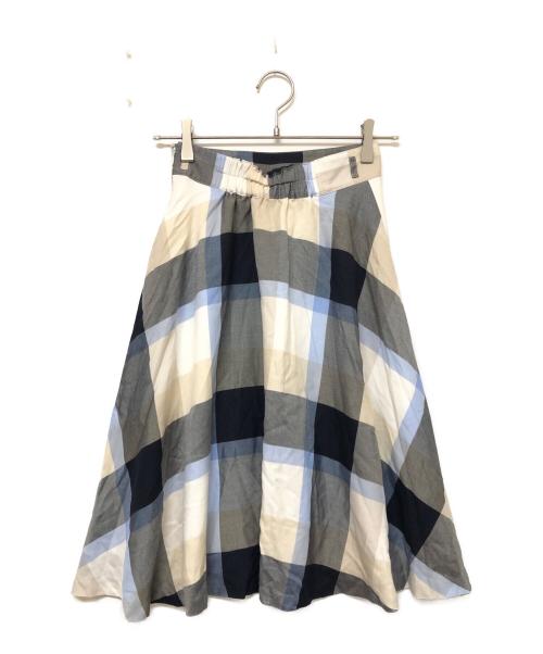 BLUE LABEL CRESTBRIDGE（ブルーレーベルクレストブリッジ）BLUE LABEL CRESTBRIDGE (ブルーレーベルクレストブリッジ) ミディスカート ブルー×ブラック サイズ:SIZE 36の古着・服飾アイテム