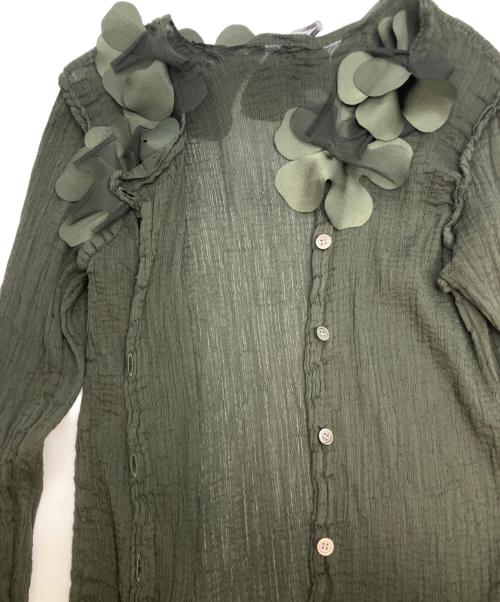 me ISSEY MIYAKE（ミーイッセイ ミヤケ）me ISSEY MIYAKE (ミーイッセイ ミヤケ) 薄手カーディガン グリーン サイズ:不明の古着・服飾アイテム