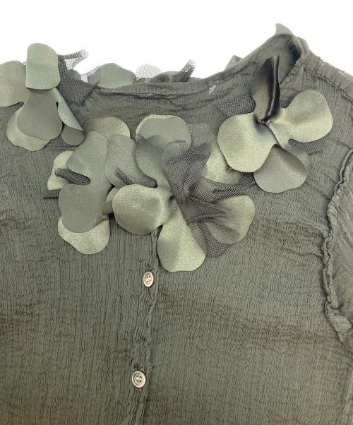 me ISSEY MIYAKE（ミーイッセイ ミヤケ）me ISSEY MIYAKE (ミーイッセイ ミヤケ) 薄手カーディガン グリーン サイズ:不明の古着・服飾アイテム