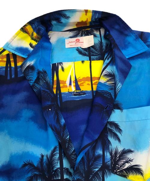 island fashions（アイランドファッション）island fashions (アイランドファッション) 半袖シャツ ブルー×イエロー サイズ:SMLの古着・服飾アイテム